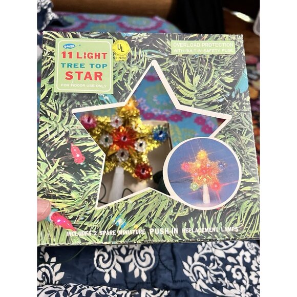 Vtg New Old Stock YULE GLO 11 Light Tree Top Star Perfect Condition Extra Bulb - Picture 9 of 13